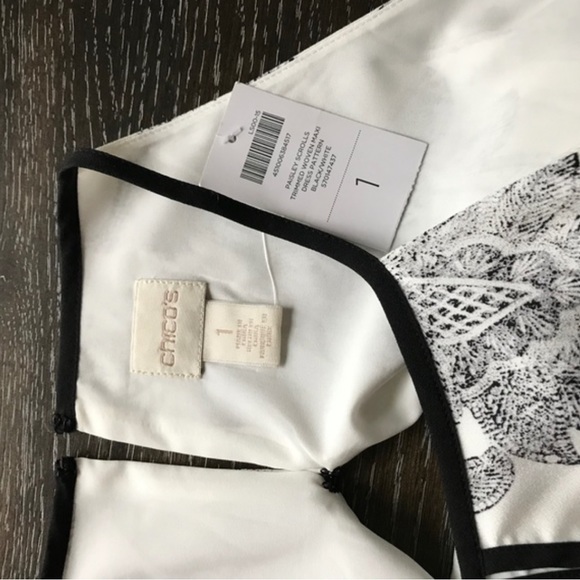 Chico’s Paisley Black-And-White Maxi Dress Sz 10 - Picture 5 of 8